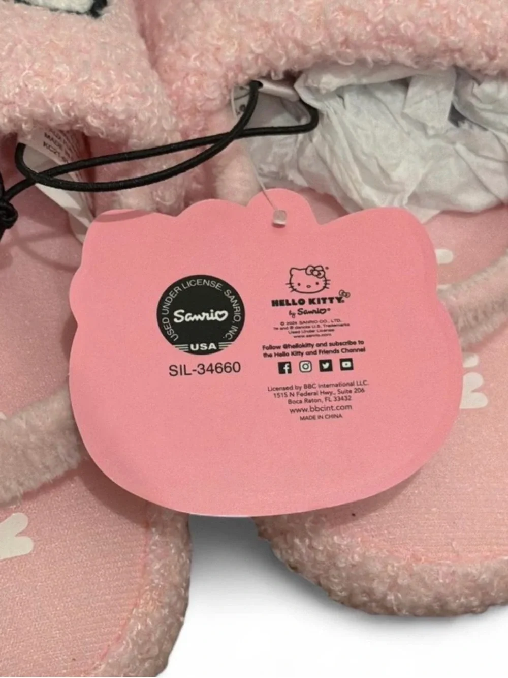 Sanrio Hello Kitty Pink Plush Slip-On Kids (11/12) Slippers
